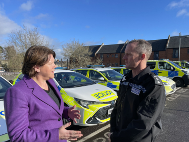 Maria Miller MP and District Commander S Johnson